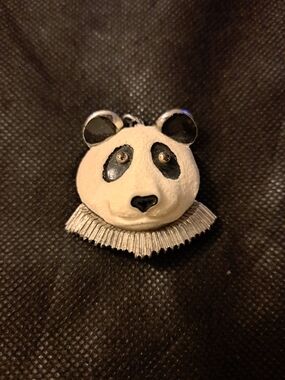 Vintage Razza 1970's Panda Face  Pendant - White and Black